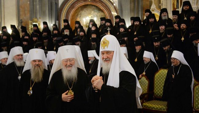 Патриарх Кирилл на открытии Архиерейского собора в Москве. Архивное фото Патриарх Кирилл на открытии Архиерейского собора в Москве. Архивное фото