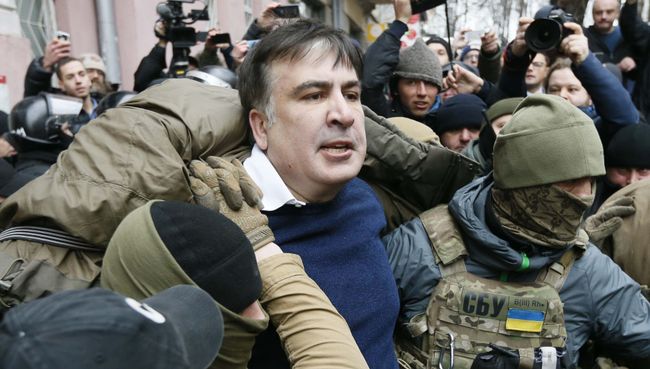 Задержание Михаила Саакашвили сотрудниками СБУ в Киеве, Украина. 5 декабря 2017