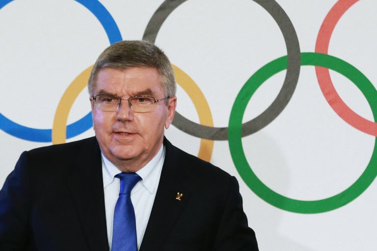 Президент Международного олимпийского комитета Томас Бах на пресс-конференции по итогам заседания исполкома Международного олимпийского комитета в Лозанне. 5 декабря 2017