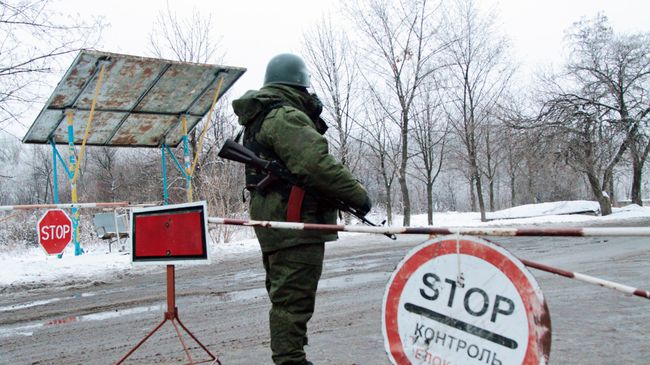 Блок-пост на окраине Горловки Донецкой области Блок-пост на окраине Горловки Донецкой области