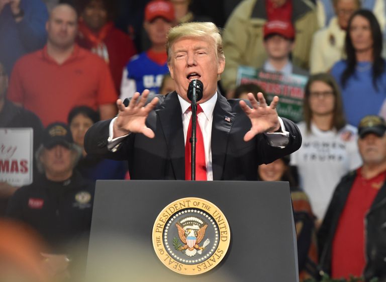 Президент США Дональд Трамп во время выступления в Пенсаколе, Флорида. 8 декабря 2017