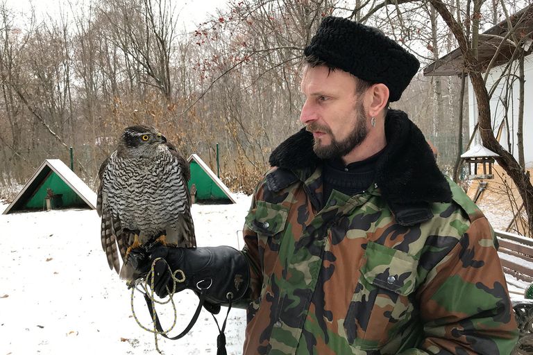 Орнитолог со своей личной птицей. Орнитолог со своей личной птицей.