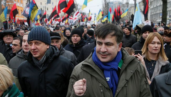 Михаил Саакашвили во время акции протеста в Киеве, Украина. 17 ноября 2017 Михаил Саакашвили во время акции протеста в Киеве, Украина. 17 ноября 2017