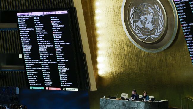 Результаты голосования в Генеральной Ассамблее ООН по вопросу Иерусалима. 21 декабря 2017 год Результаты голосования в Генеральной Ассамблее ООН по вопросу Иерусалима. 21 декабря 2017 год