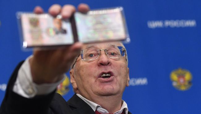 Лидер ЛДПР Владимир Жириновский, зарегистрированный Центральной избирательной комиссией РФ в качестве кандидата на пост президента России