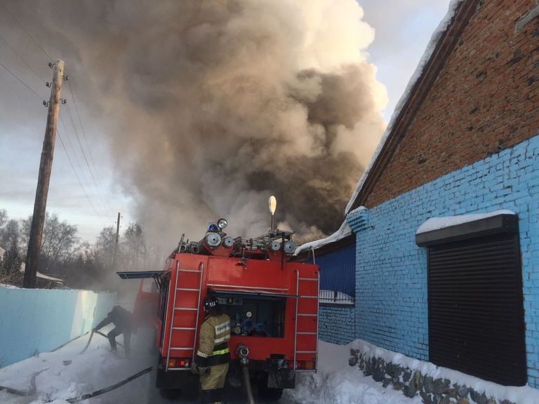  Пожар на обувном производстве в Новосибирской области. 4 января 2018