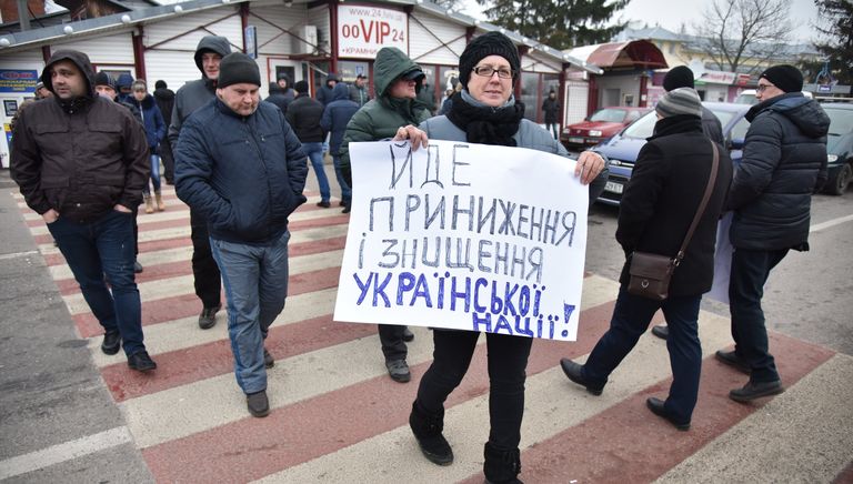 Участники акции протеста на границе между Украиной и Польшей. 10 января 2018 Участники акции протеста на границе между Украиной и Польшей. 10 января 2018