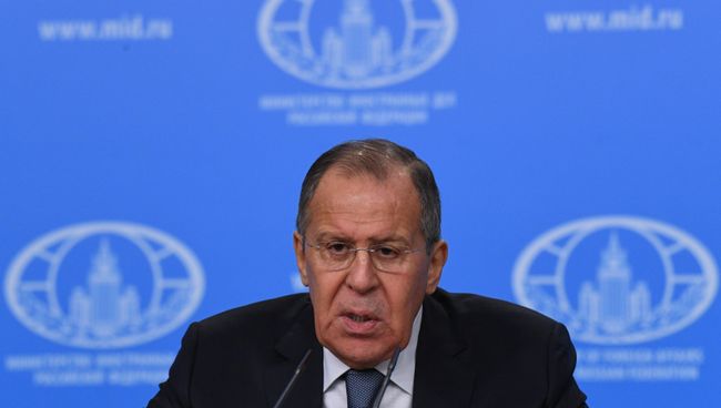 Министр иностранных дел России Сергей Лавров на пресс-конференции по итогам деятельности российской дипломатии в 2017 году. 15 января 2018 Министр иностранных дел России Сергей Лавров на пресс-конференции по итогам деятельности российской дипломатии в 2017 году. 15 января 2018