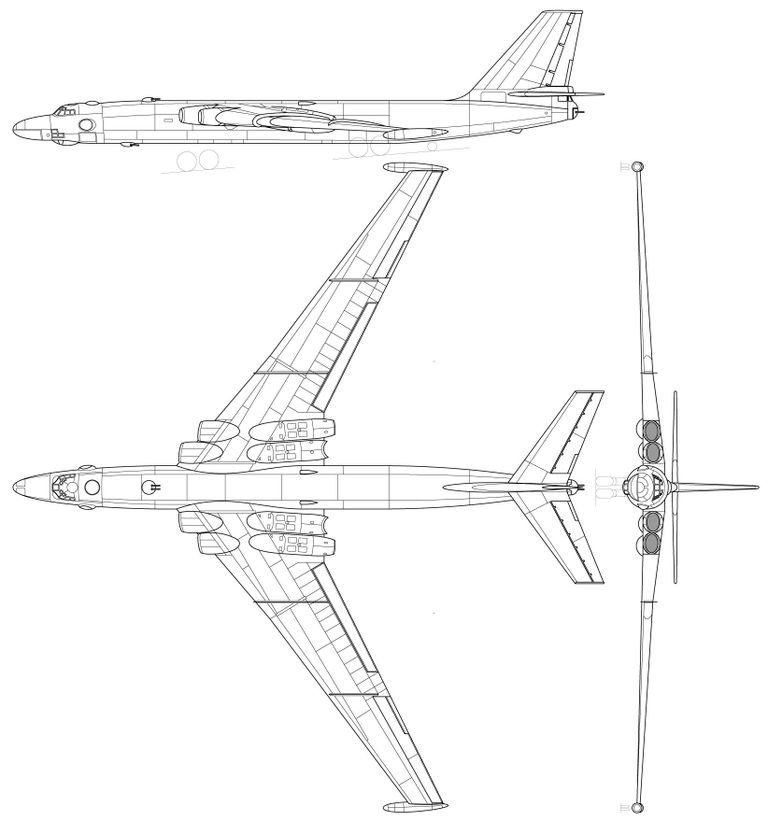 Схема самолёта М-4, разработанного в ОКБ Мясищева
