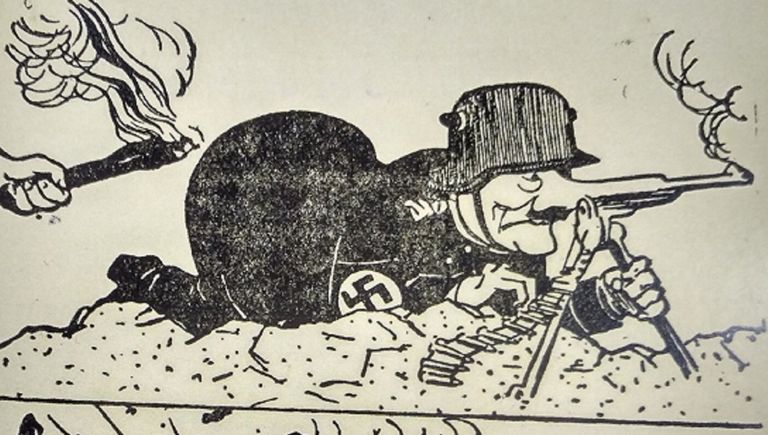 Гитлеровский Блицкриг. Рис. худ. Кукрыниксы. Газета Знамя Победы. 1941 г., 2 октября. Гитлеровский Блицкриг. Рис. худ. Кукрыниксы. Газета Знамя Победы. 1941 г., 2 октября.