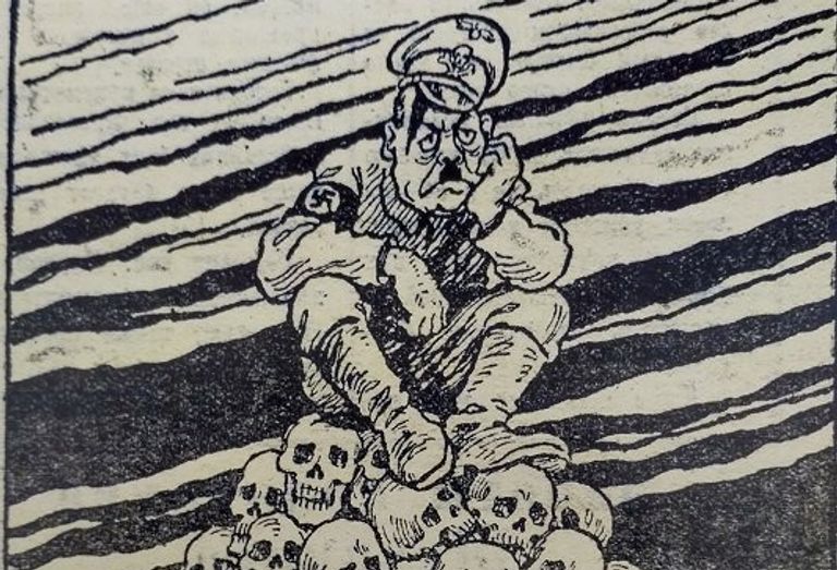 На высоте положения. Рис. Л. Коростышевского. Газета Знамя Победы. 1941 г., 25 октября. На высоте положения. Рис. Л. Коростышевского. Газета Знамя Победы. 1941 г., 25 октября.