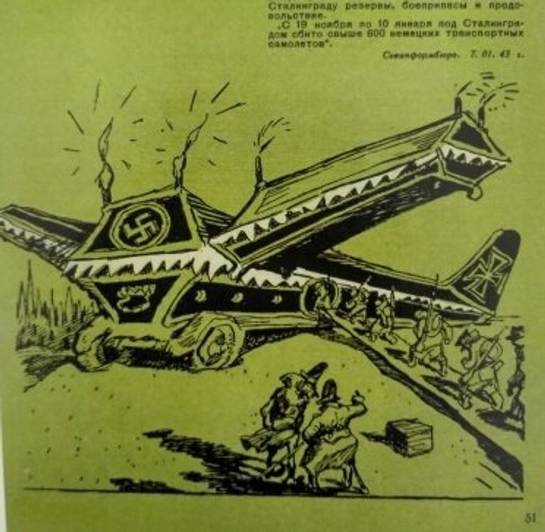Транспортный самолет армии Паулюса. Гальб В. Блиц-крик и фриц-вой. Л., М.: Искусство. 1944 г. Транспортный самолет армии Паулюса. Гальб В. Блиц-крик и фриц-вой. Л., М.: Искусство. 1944 г.