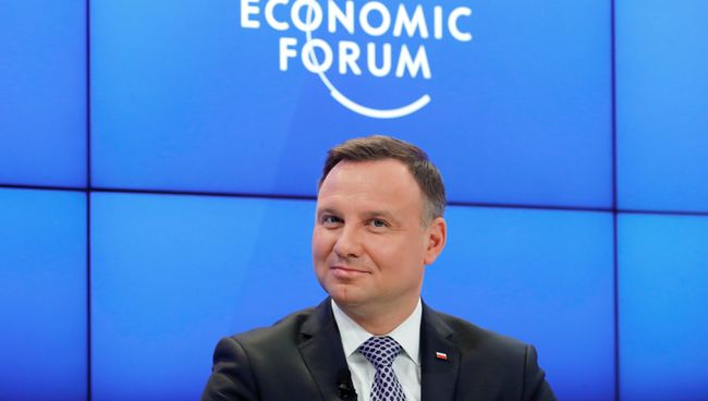 Президент Польши Анджей Дуда на экономическом форуме в Давосе. 26 января 2018 Президент Польши Анджей Дуда на экономическом форуме в Давосе. 26 января 2018