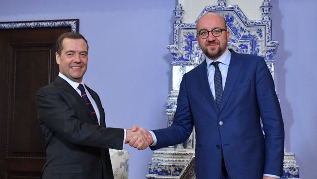 Председатель правительства РФ Дмитрий Медведев и премьер-министр Бельгии Шарль Мишель во время встречи. 30 января 2018 Председатель правительства РФ Дмитрий Медведев и премьер-министр Бельгии Шарль Мишель во время встречи. 30 января 2018