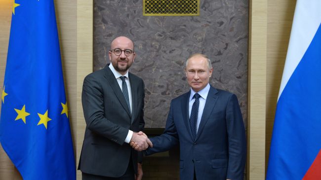 Президент РФ Владимир Путин и премьер-министр Бельгии Шарль Мишель во время встречи. 31 января 2018 Президент РФ Владимир Путин и премьер-министр Бельгии Шарль Мишель во время встречи. 31 января 2018
