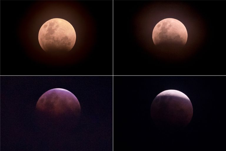 Лунное затмение в небе над Джакартой, Индонезия Лунное затмение в небе над Джакартой, Индонезия