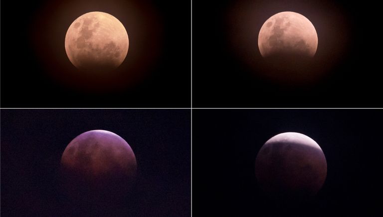Лунное затмение в небе над Джакартой, Индонезия Лунное затмение в небе над Джакартой, Индонезия