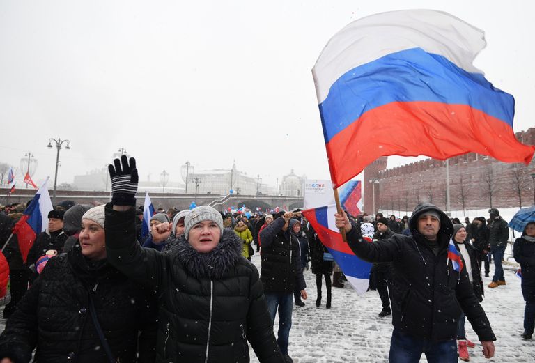 Участники митинга-концерта Россия в моем сердце! на Васильевском спуске в Москве. 3 февраля 2018 Участники митинга-концерта Россия в моем сердце! на Васильевском спуске в Москве. 3 февраля 2018