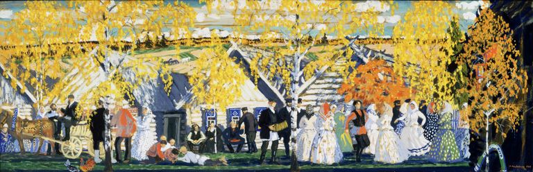 Деревенский праздник, 1910. Картон, темпера, графит, гуашь. Государственный Русский музей Деревенский праздник, 1910. Картон, темпера, графит, гуашь. Государственный Русский музей