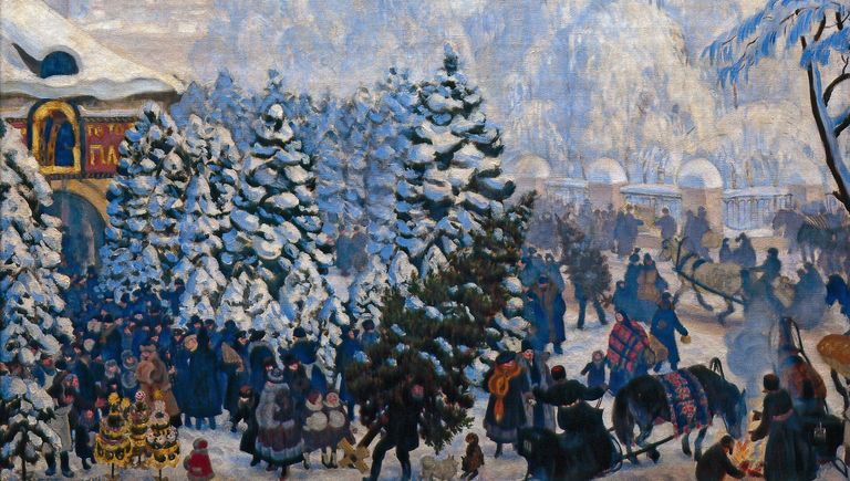 Елочный торг, 1918. Холст, масло. Краснодарский краевой художественный музей имени Ф.А. Коваленко Елочный торг, 1918. Холст, масло. Краснодарский краевой художественный музей имени Ф.А. Коваленко