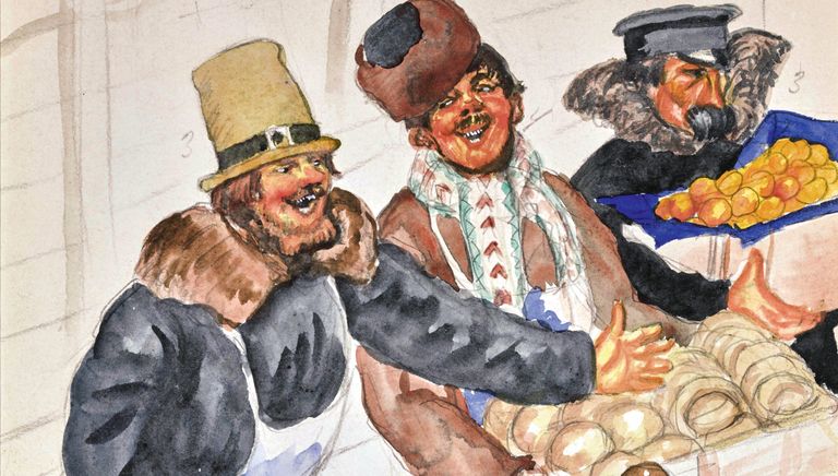 Торговцы бубликами, 1919. Бумага, акварель. Частное собрание Торговцы бубликами, 1919. Бумага, акварель. Частное собрание