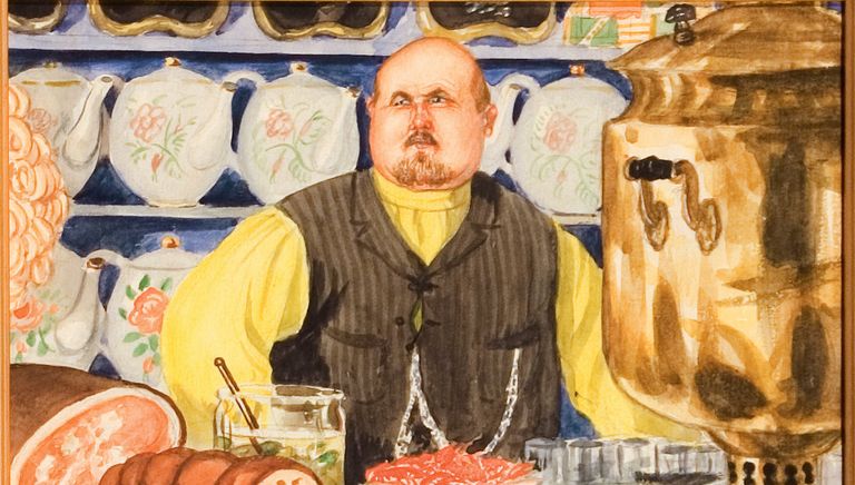Трактирщик, 1920. Серия акварелей. Воспроизведена в альбоме Русь. Русские типы Б.М. Кустодиева. Петроград, изд. Аквилон, 1923. Бумага, акварель, графитный карандаш. НИМ РАХ. Музей-квартира И.И. Бродского Трактирщик, 1920. Серия акварелей. Воспроизведена в альбоме Русь. Русские типы Б.М. Кустодиева. Петроград, изд. Аквилон, 1923. Бумага, акварель, графитный карандаш. НИМ РАХ. Музей-квартира И.И. Бродского