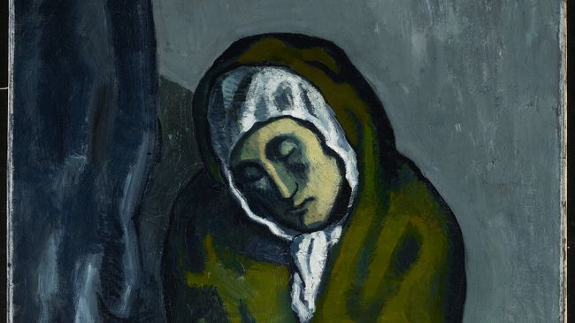 Картина Пабло Пикассо Нищенка, сидящая на корточках, 1902 Картина Пабло Пикассо Нищенка, сидящая на корточках, 1902