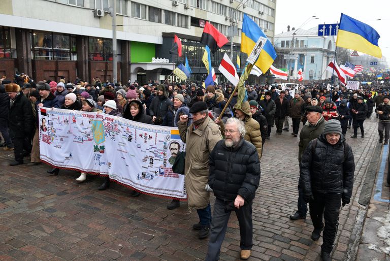 Марш сторонников Михаила Саакашвили в Киеве с требованием отставки действующего президента Украины Петра Порошенко. 18 февраля 2018 Марш сторонников Михаила Саакашвили в Киеве с требованием отставки действующего президента Украины Петра Порошенко. 18 февраля 2018