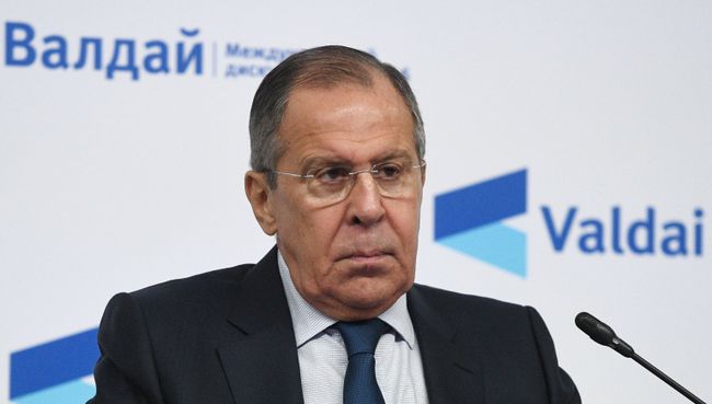 Министр иностранных дел России Сергей Лавров на конференции Международного дискуссионного клуба Валдай Россия на Ближнем Востоке: игра на всех полях в Москве. 19 февраля 2018
