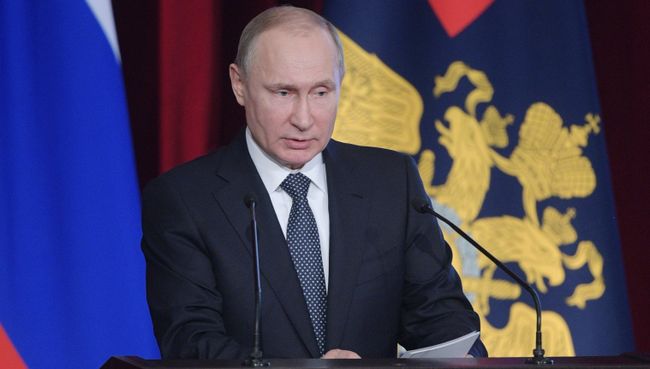 Президент РФ Владимир Путин на ежегодном расширенном заседании коллегии министерства внутренних дел РФ. 28 февраля 2018