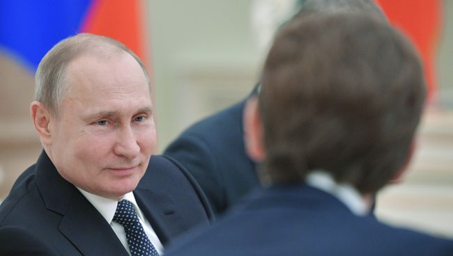 Президент РФ Владимир Путин во время встречи с канцлером Австрии Себастьяном Курцем. 28 февраля 2018 Президент РФ Владимир Путин во время встречи с канцлером Австрии Себастьяном Курцем. 28 февраля 2018