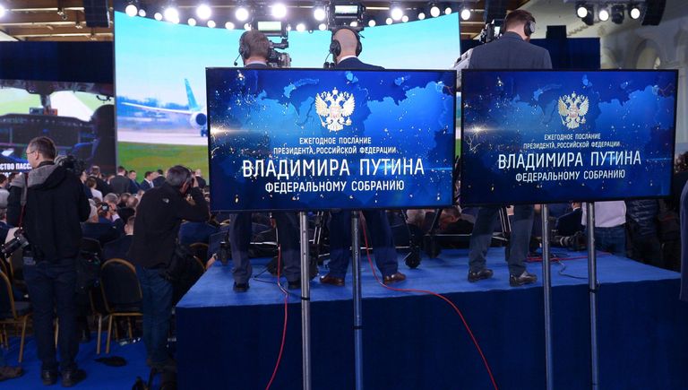 Операторы во время ежегодного послания президента Российской Федерации Федеральному Собранию. 1 марта 2018 Операторы во время ежегодного послания президента Российской Федерации Федеральному Собранию. 1 марта 2018