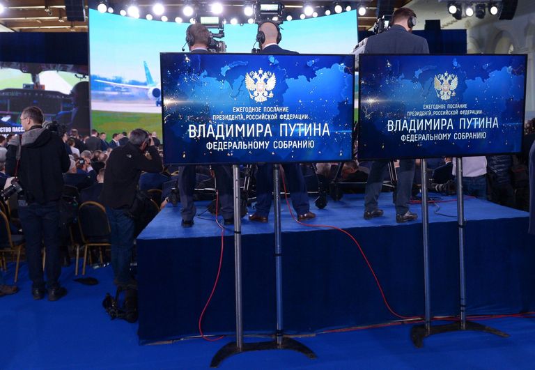 Операторы во время ежегодного послания президента Российской Федерации Федеральному Собранию. 1 марта 2018 Операторы во время ежегодного послания президента Российской Федерации Федеральному Собранию. 1 марта 2018