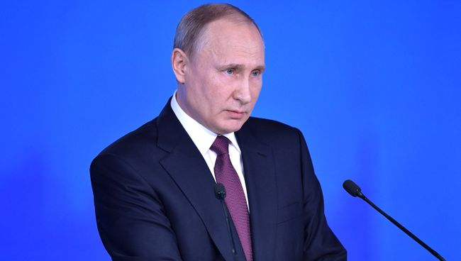Президент РФ Владимир Путин выступает с ежегодным посланием Федеральному Собранию. 1 марта 2018 Президент РФ Владимир Путин выступает с ежегодным посланием Федеральному Собранию. 1 марта 2018