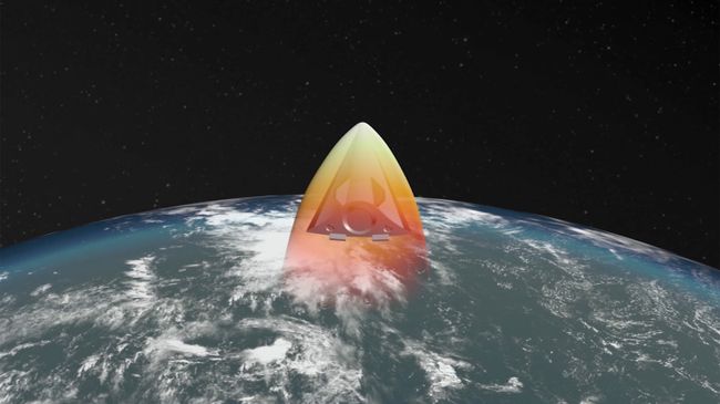 Графическое изображение российского ракетного комплекса стратегического назначения с гиперзвуковым планирующим крылатым блоком Графическое изображение российского ракетного комплекса стратегического назначения с гиперзвуковым планирующим крылатым блоком