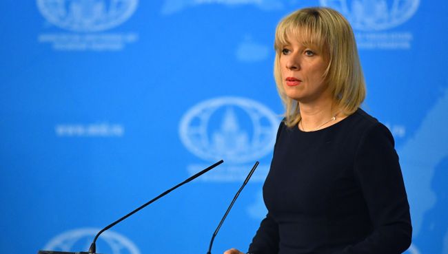 Официальный представитель министерства иностранных дел РФ Мария Захарова во время брифинга по текущим вопросам внешней политики. 2 марта 2018