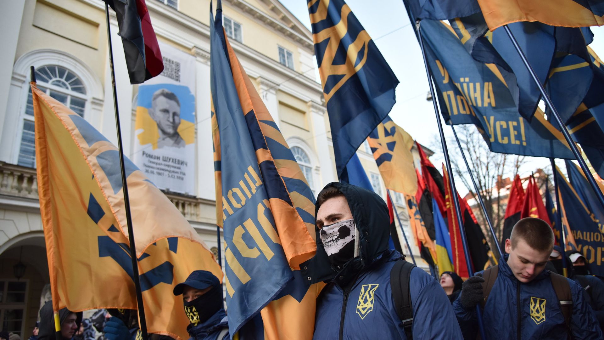 Участники факельного шествия активистов праворадикальных организаций во Львове Участники факельного шествия активистов праворадикальных организаций во Львове - РИА Новости, 1920, 14.03.2022
