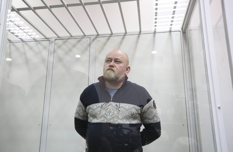 Руководитель Центра обмена военнопленными Офицерский корпус Владимир Рубан во время судебного заседания в Киеве, Украина. 9 марта 2018 Руководитель Центра обмена военнопленными Офицерский корпус Владимир Рубан во время судебного заседания в Киеве, Украина. 9 марта 2018