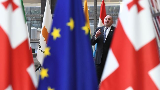 Президент Грузии Георгий Маргвелашвили во время визита в Брюссель