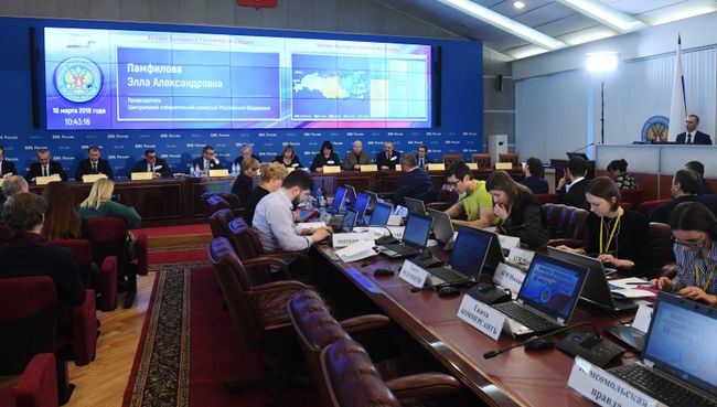 Пресс-конференция председателя Центральной избирательной комиссии РФ Эллы Памфиловой в ЦИК РФ. 18 марта 2018 Пресс-конференция председателя Центральной избирательной комиссии РФ Эллы Памфиловой в ЦИК РФ. 18 марта 2018