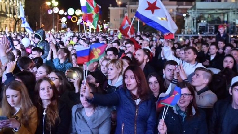 Концерт-митинг, приуроченный к четвертой годовщине воссоединения Крыма с Россией в Краснодаре