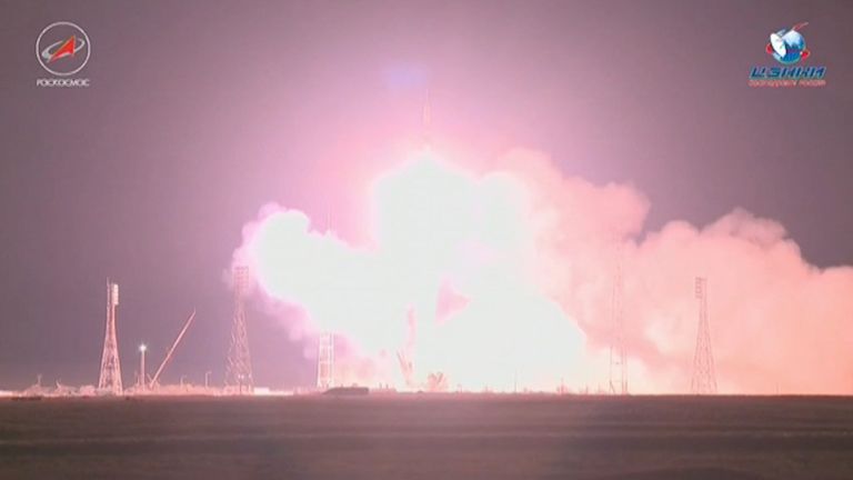 Запуск Союза с новым экипажем МКС на борту. Кадры старта с Байконура