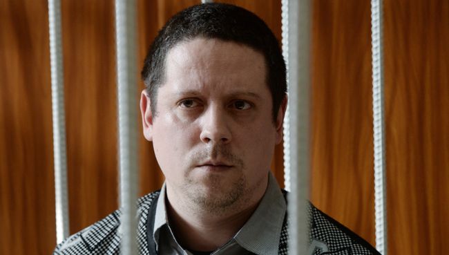 Охранник торгового центра Зимняя вишня Сергей Антюшин в Заводском районном суде в Кемерове, где рассматривается дело о пожаре в ТЦ. Архивное фото