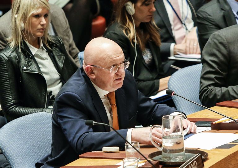 Постоянный представитель РФ при ООН Василий Небензя выступает на открытом заседании совета безопасности ООН