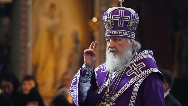 Патриарх Московский и всея Руси Кирилл во время богослужения в праздник Благовещения Пресвятой Богородицы в кафедральном соборном Храме Христа Спасителя в Москве