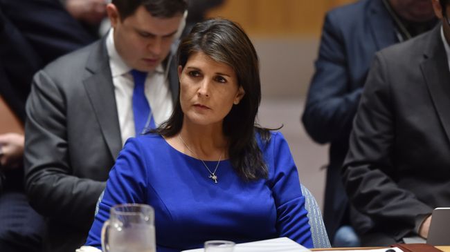 Постпред США при ООН Никки Хейли на заседании Совета Безопасности ООН в Нью-Йорке. Архивное фото