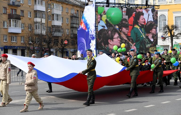 Демонстрация в честь Праздника Весны и Труда в Тверской области. 1 мая 2018