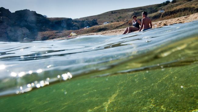 Генеральские пляжи на Азовском море в Крыму. архивное фото Генеральские пляжи на Азовском море в Крыму. архивное фото