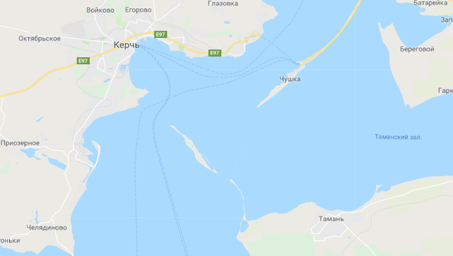 Скриншот карты сервиса Google Maps, на котором нет Крымского моста Скриншот карты сервиса Google Maps, на котором нет Крымского моста