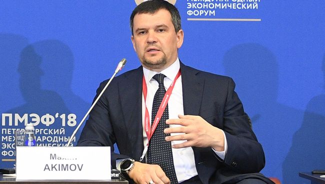 Заместитель председателя правительства РФ Максим Акимов на Петербургском международном экономическом форуме. 24 мая 2018